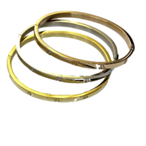 Rose Gold Bangle Bracelet Stainless Steel - Picture 2 of 5